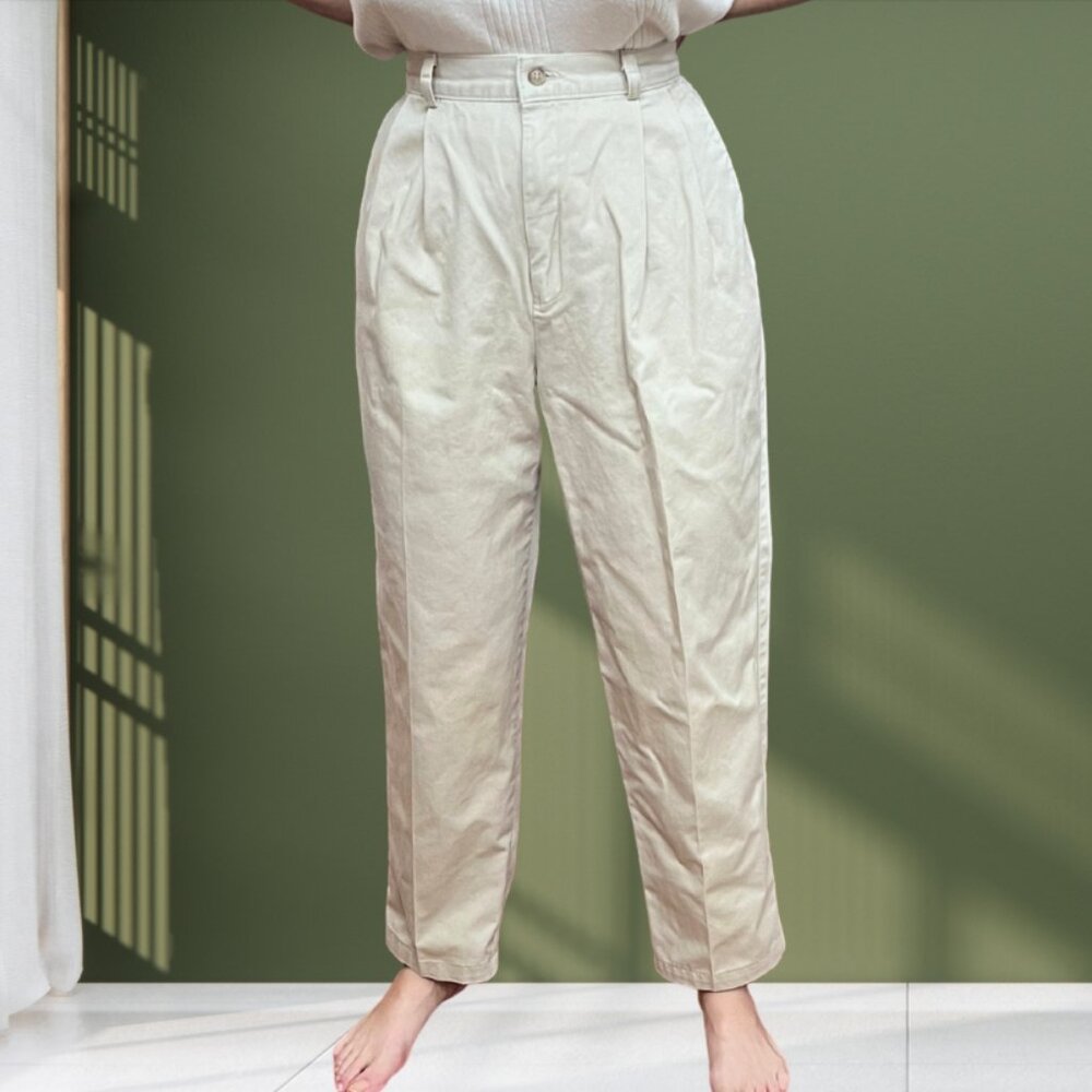 Vintage Talbots Petites High Waisted Pleated Khaki Pants Wrinkle Resistant